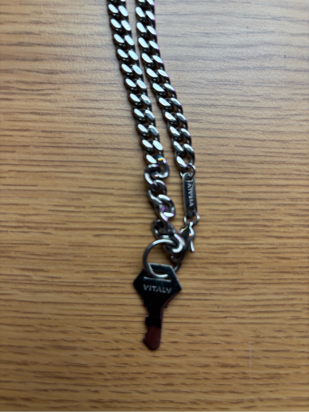 Silver Key Charm Chain Necklace - Stainless Steel - Vitaly
